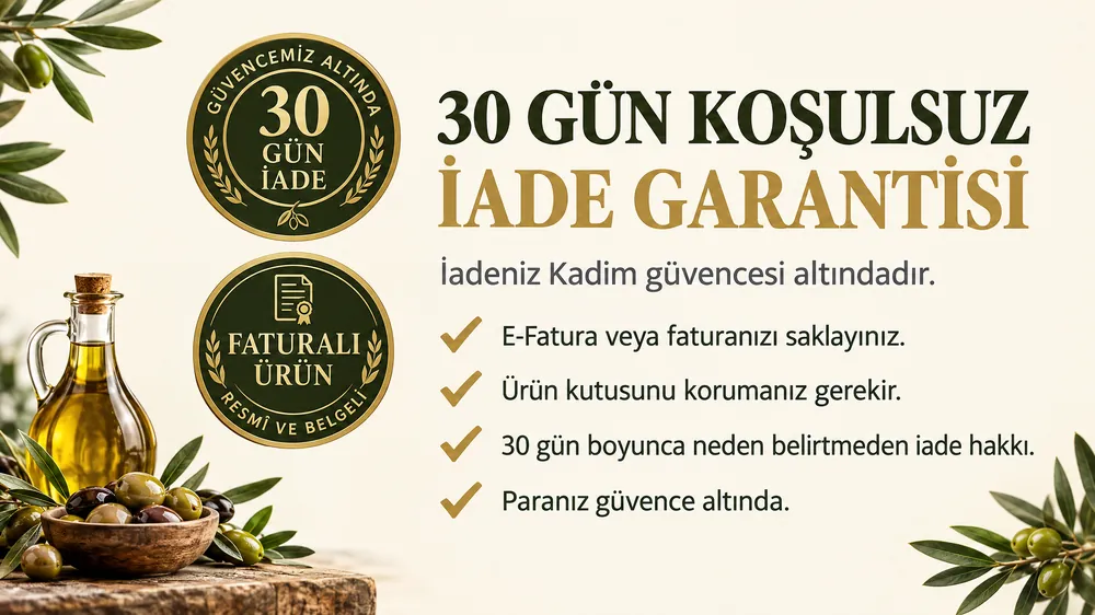 30 gün koşulsuz iade garantisi. Faturalı ürün, resmî ve belgeli.